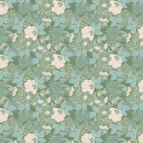 Romantic floral sage green antique