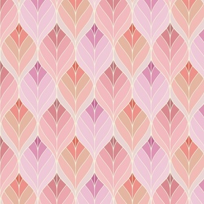 Art Deco Leaves - Pink - Small