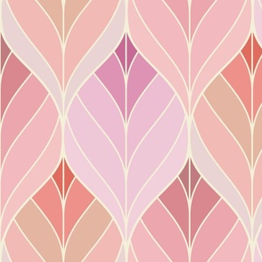 Art Deco Leaves - Pink - Large