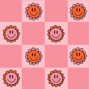 Pink Smiley Checkerboard