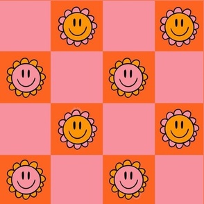 Orange Smiley Checkerboard