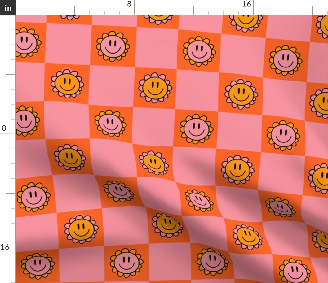 Orange Smiley Checkerboard