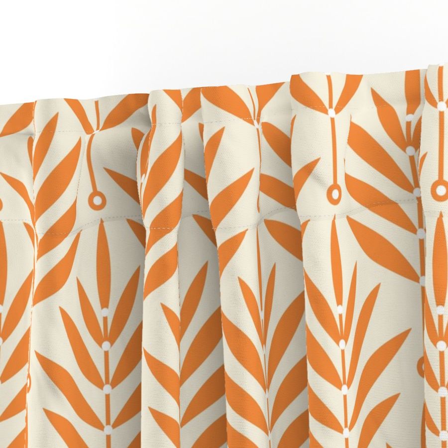 BIG Retro Leaves Ivory Pumpkin 0038 2G art nouveau art deco leaf dot mid century modern geometric botanical abstract artistic vintage modern nature style inspired symmetrical aesthetic surface from the '70s '80s dots accent contrast orange red  carrot bei