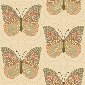  Flowing Calming Butterfly // small // butterfly, insect, beige, blue, pink