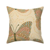 Flowing Calming Butterfly // large // butterfly, insect, beige, blue, pink
