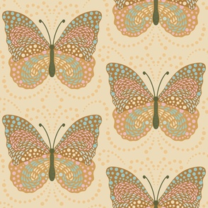 Flowing Calming Butterfly // large // butterfly, insect, beige, blue, pink