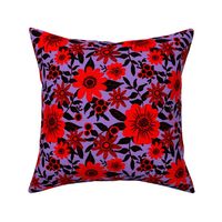 Red Jungle Florals on Purple, small