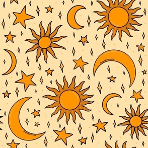 Vintage Sun and Star Print