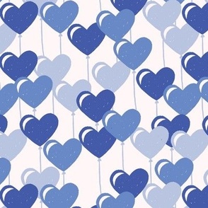 Heart Balloons in Royal Blue, Baby Blue and Denim Blue