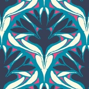 Art Deco Floral - Dark Blue