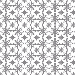 Pattern With 2 Flowers in White and Grey