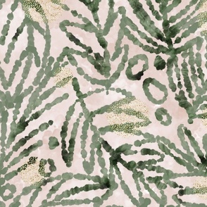 Leafy green and blush wallpaper