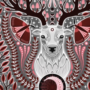 BIG Mystical Nocturne: An Art Nouveau-Inspired Forest with Celestial Deer and Butterfly Symmetry  0020 G 