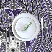 BIG  Mystical Monochrome Forest: An Art Nouveau-Inspired Deer and Celestial Butterflies Design  0020 L 