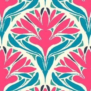 Art Deco Floral - Pink & Blue