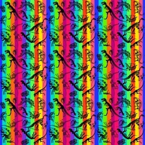 Dinosaurs on Rainbow Colorful Stripes