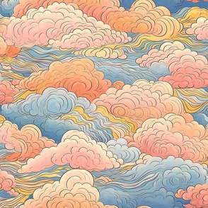 1940's Vintage Pastel Clouds
