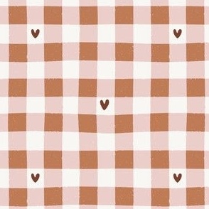 Gingham with Hearts | Valentine's Day Check in Pink Cinnamon