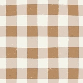 Cosy Cottage Gingham Check in Neutral Soft Warm Brown