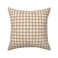 Gingham with Hearts | Neutral  Valentine's Day Check in Soft Warm Brown