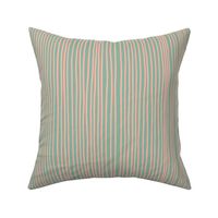 Delicate Stripes - Salmon pink on Rosemary green - medium scale by Cecca Designs
