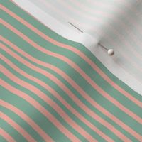 Delicate Stripes - Salmon pink on Rosemary green - medium scale by Cecca Designs