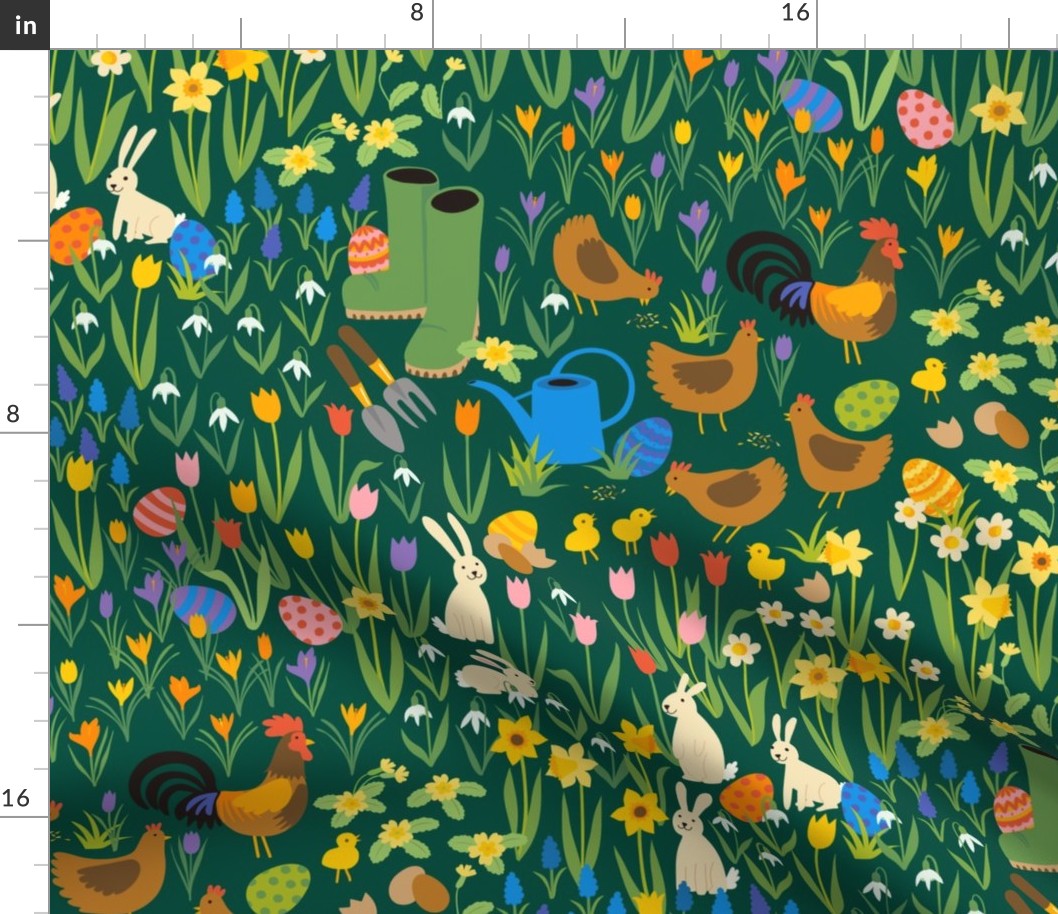Easter Egg Hunt, Spring garden - cute floral by Cecca Designs