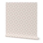 Geometric Block Printed Floral Harmony | Cool Beige on Cream