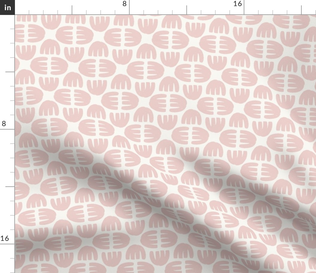 Geometric Block Printed Floral Harmony | Pink on Cream