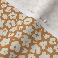 Scattered Painted Flowers With Texture | Cream on Ochre