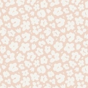 Scattered Painted Flowers With Texture | Cream on Peachy Beige 