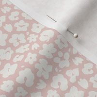 Scattered Painted Flowers With Texture | Cream on Pink