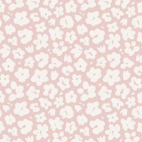 Scattered Painted Flowers With Texture | Cream on Pink