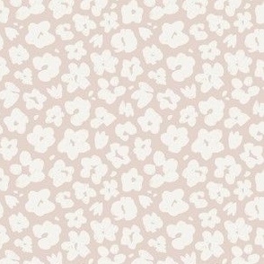 Scattered Painted Flowers With Texture | Cream on Cool Beige