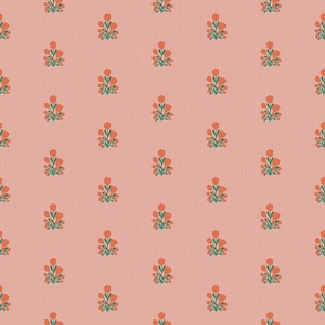 coral flowers on pink background 