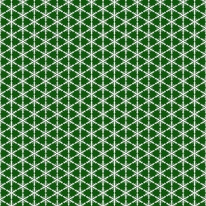 white snowflake lace on green background 300