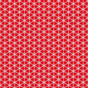 White Block Snowflake Lace on Red Background 300