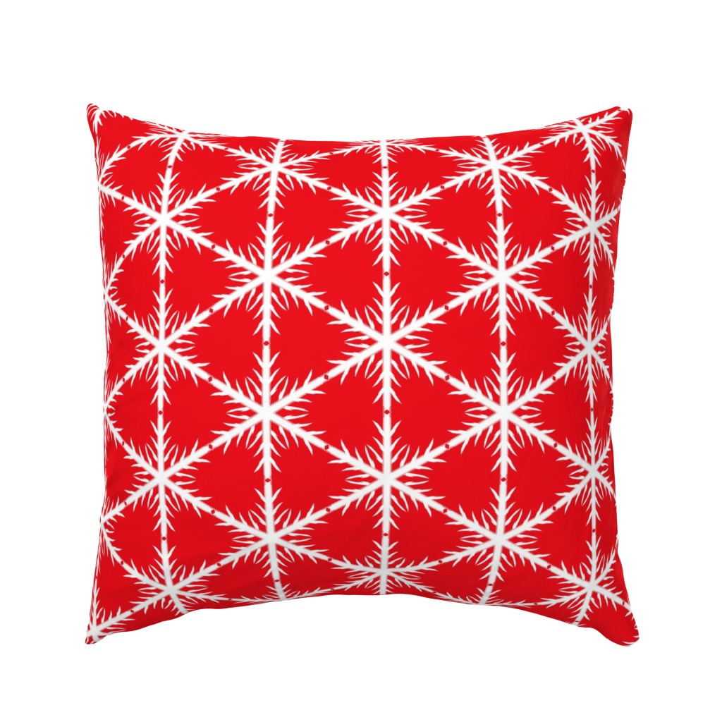 White Block Snowflake Lace on Red Background