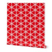 White Block Snowflake Lace on Red Background