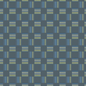 Blue Gray Yellow and Gold  Implied Plaid 