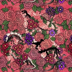 Floral Dinosaurs Pink