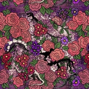 Floral Dinosaurs  Purple