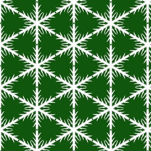 White Block Snowflake lace on green background