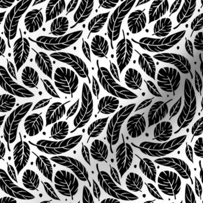 Sm - Tropical Leaves in Classic Black on White  Small Scale