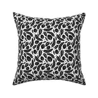 Sm - Tropical Leaves in Classic Black on White  Small Scale
