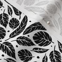 Sm - Tropical Leaves in Classic Black on White  Small Scale