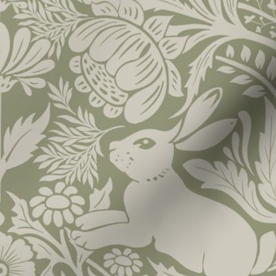 Modern damask/year of the rabbit/Rookwood jade/Light green