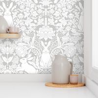 Modern damask/year of the rabbit/Light grey/dew