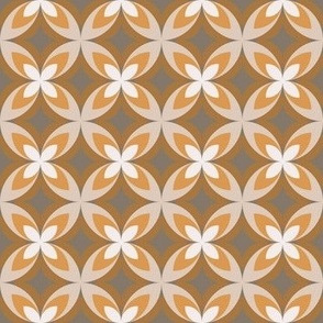 498 - Small scale pumpkin spice, taupe, grey and cream warm neutral modern bold stylized symmetry geometric frangipane floral for wallpaper, retro duvet and sheet sets, vintage table cloths, mid-century modern curtains and pillows