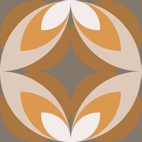 498 - Large scale pumpkin spice, taupe, grey and cream warm neutral modern bold stylized symmetry geometric frangipane floral for wallpaper, retro duvet and sheet sets, vintage table cloths, mid-century modern curtains and pillows